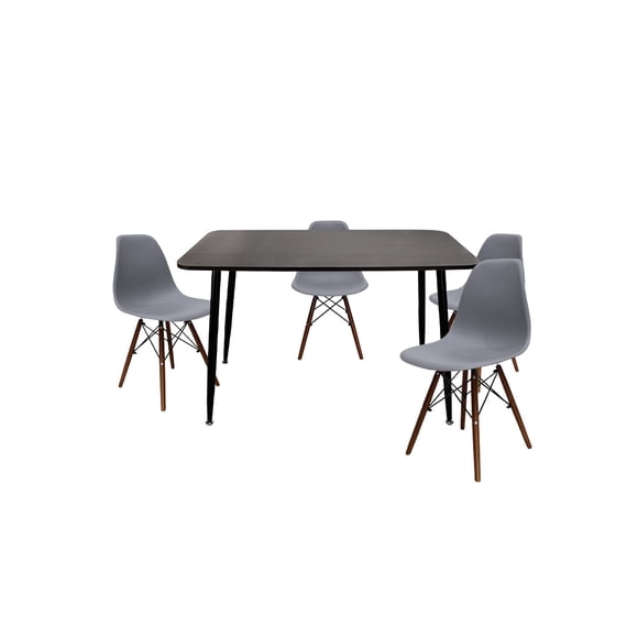 Comedor Murcia Rectangular 120x70 con sillas grisespara 4 personas