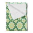 thumbnail image 2 of Ethnic Soft Flannel Fleece Throw Blanket, Mandala Inspired Silhouettes Concentric Motifs, Cozy Plush for Indoor and Outdoor Use, 70" x 90", Green Mustard White, by Ambesonne, 2 of 5