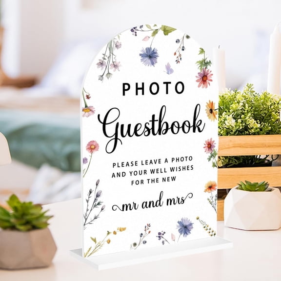 Wildflower Wedding Decor Table Sign Table Top Signs for Wedding Reception and Event Party Decor, Premium Acrylic Seating Chart Display, 5 X 7 Inches