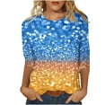 thumbnail image 1 of FAIWAD Womens Summer T-Shirts 3/4 Sleeve Gradient Printed Tops Classic Baggy Lounge Pullover Tops, 1 of 5