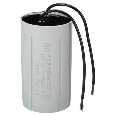 

CBB60 50uF Running Capacitor AC 450V 2 Wires 50/60Hz Cylinder 90x50mm for Motor Start