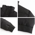 thumbnail image 5 of Karymi Tops for Women Trendy Solid Stand Collar Cropped Puffer Jacket, Zip & Snap Button Closure Long Sleeve Quilted Warm Short Winter Bomber Coat, 5 of 9
