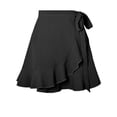 thumbnail image 5 of Hanerdun Women Wrap Skirts Female High Waist Ruffle A-Line Mini Skirt Black XL, 5 of 5