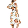 thumbnail image 3 of MLANM Women's Summer Short Sleeve Casual Wrap V-Neck Floral Party Dress with Pockets, 3XL Camellia White, 3 of 7