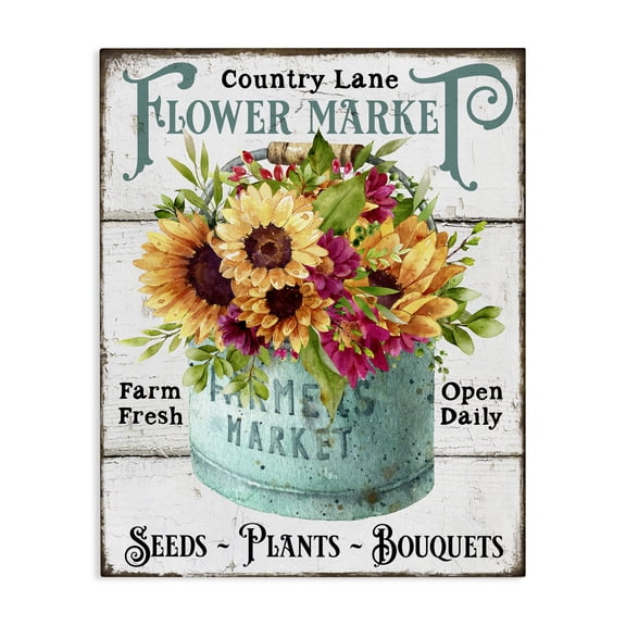 Stupell Industries Cottage Country Lane Flower Market Canvas Art, 16 x 20, by Creatif Belle