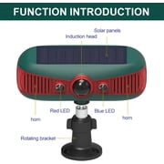 Solar Motion Sensor Alarm Light - Outdoor Security Strobe, 13 Sounds, 129dB Loud, Dual Speaker, Solar Powered