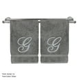 thumbnail image 2 of Monogrammed Hand Towel, Personalized Gift, 16 x 30 Inches - Set of 2 - Silver Embroidered Towel - Extra Absorbent 100% Turkish Cotton- Soft Terry Finish - for Bathroom, Kitchen and Spa- Script G Gray, 2 of 2