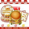 thumbnail image 3 of JESTAR 96 Pcs Hamburger Fast Food Happy Birthday Party Supplies | BBQ Themed Disposable Plates, Napkins & Red Forks Set | Serves 24 Guests for Summer Cookout & Picnic Decorations, 3 of 8