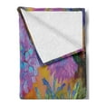 thumbnail image 2 of Psychedelic Soft Flannel Fleece Throw Blanket, Sixties Grunge Marigold Blossom Watercolor Effect Fantasy Garden Art Design, Cozy Plush for Indoor and Outdoor Use, 50" x 60", Multicolor, by Ambesonne, 2 of 5