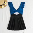 thumbnail image 6 of QHFBli Women's Plus Size Swimsuit Tummy Control One Piece Swimdress Ruffle V Neck Cutout Wrap Bathing Suit with Skirt, 6 of 6