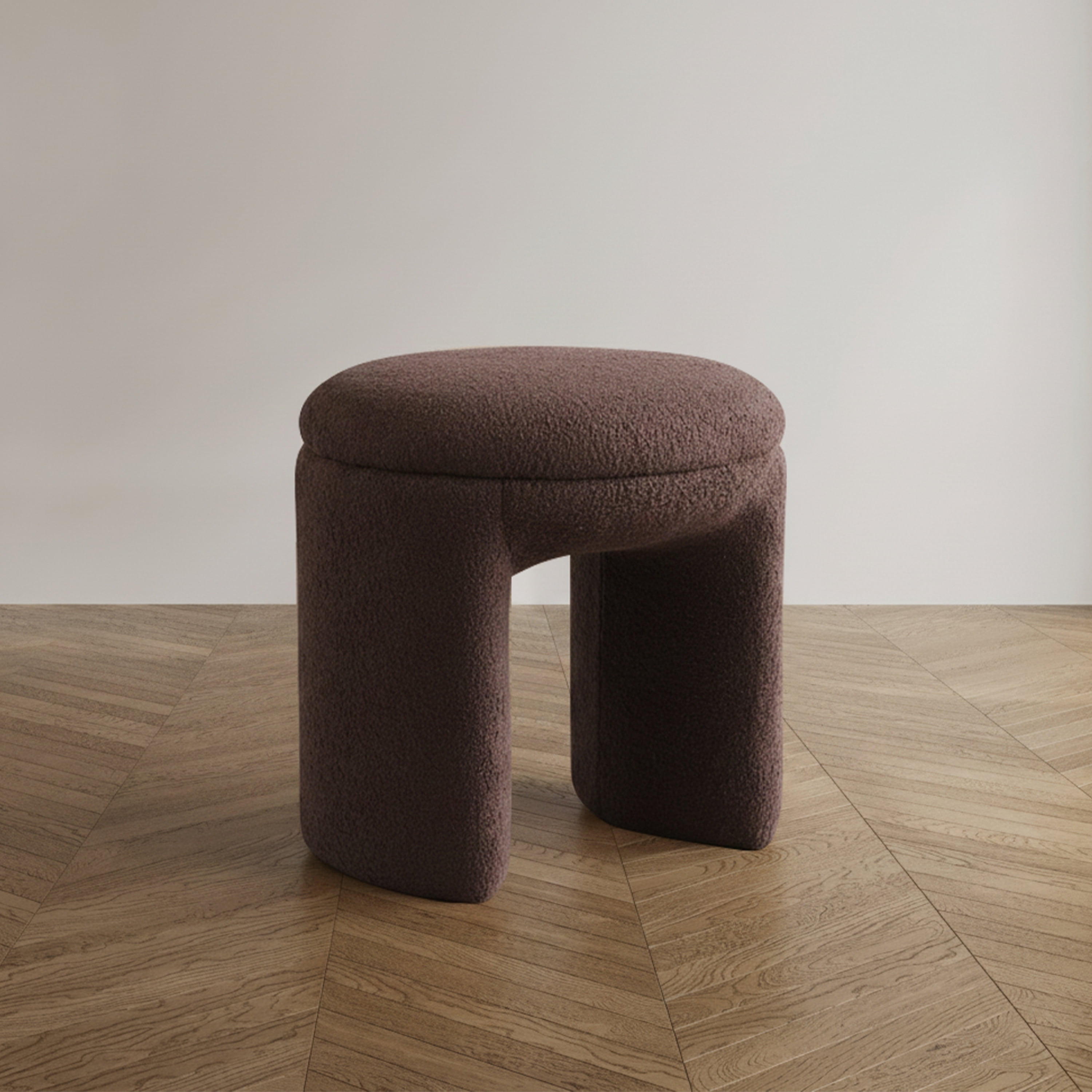 Furniture of America Thia Modern 18" Upholstered U-Shaped Indoor Stool, Brown
