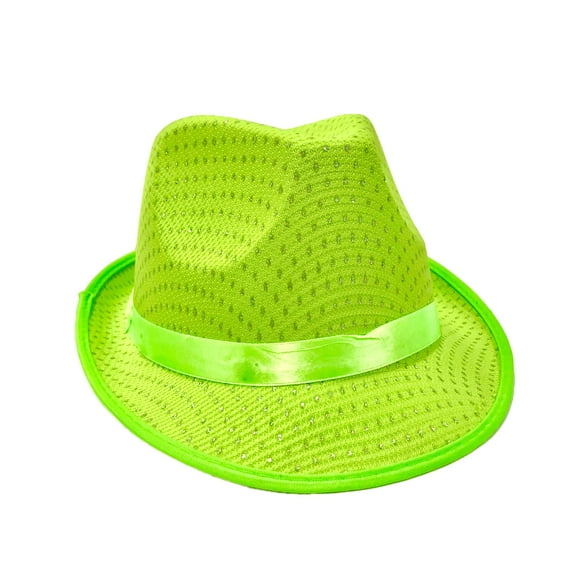 Neon Vert Scintillant Fedora Hat Parti Parade Costume Accessoire