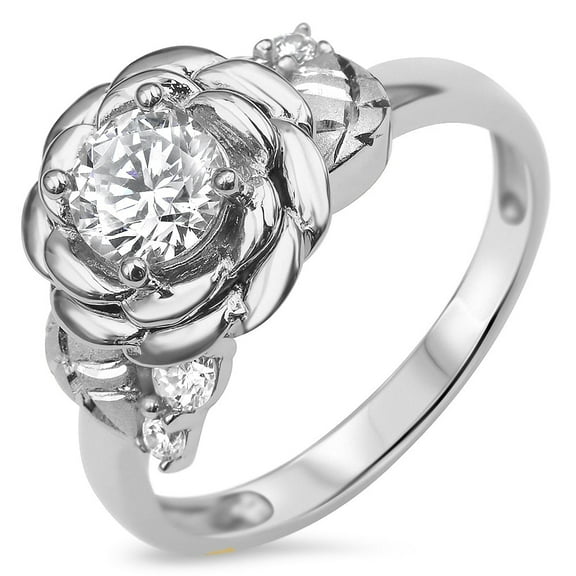 Sterling Silver 925 Women's Rose Flower Ring