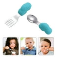 thumbnail image 3 of HINTRMENT 1 Pair Blue Silicone Stainless Steel Toddler Metal Forks Baby Training Tableware 4.1X1.2in, 3 of 8