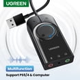 thumbnail image 2 of Tarjeta de sonido UGREEN, interfaz de Audio USB, micrófono externo de 3,5mm, adaptador de Audio, tarjeta de sonido para PC, portátil, PS4, auriculares, tarjeta de sonido USB Tan Jianjun unisex, 2 of 2