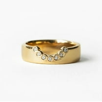 SOLITAIRE JEWELS 14k Yellow Gold Moissanite Diamond Deep Curvy Thick Stackable U-Shaped Nesting Chevron Ring