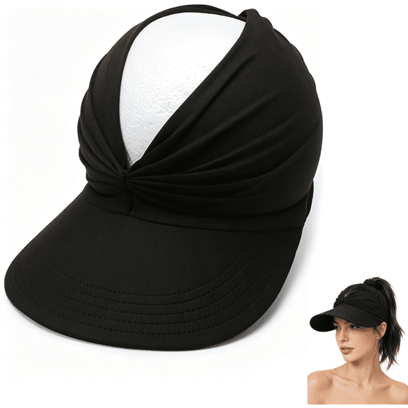 Sun Visors for Women - Visor Hats for Summer, Beach, Gardening - UV Protection, Adjustable, 4.5" Brim(RL Black)