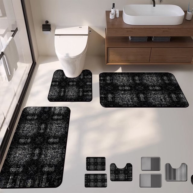 Fiudx Juego de Alfombrillas de Baño de Poliéster Suave, Absorbentes y Antideslizantes, Decoración Moderna, Versátiles para Baño y Entrada, Juego de 3 Piezas, 60 X 50 Cm, 60 X 40 Cm, 50 X 80 Cm