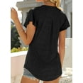 thumbnail image 5 of Encolax Womens Summer V Neck T Shirt Ruffle Short Sleeve Tunic Blouses Black L, 5 of 7