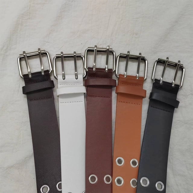 Langgg All Trend Match Boucle Boucle Ceinture Punk pour Femmes Jeans Intemporel Résistant à l'Usure Taille Pin Café 105cm 1Set