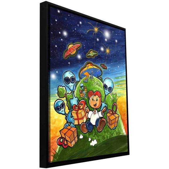 ArtWall Luis Peres "Happy Birthday" Floater Framed Gallery-Wrapped Canvas