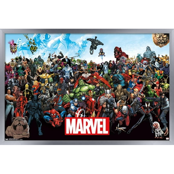 Marvel Comics - The Marvel Lineup Wall Poster, 14.725" x 22.375", Framed