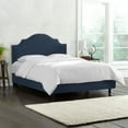 thumbnail image 1 of Full Nail Button Notched Bed in Linen Navy, 1 of 2