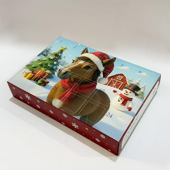 Christmas Horse Advent Calendar, Interactive 24-Day Countdown with Daily Surprises, Cute Horse Themed Festive Decor, All-Age Friendly Reusable Xmas Gift Calendar - 1 Piece