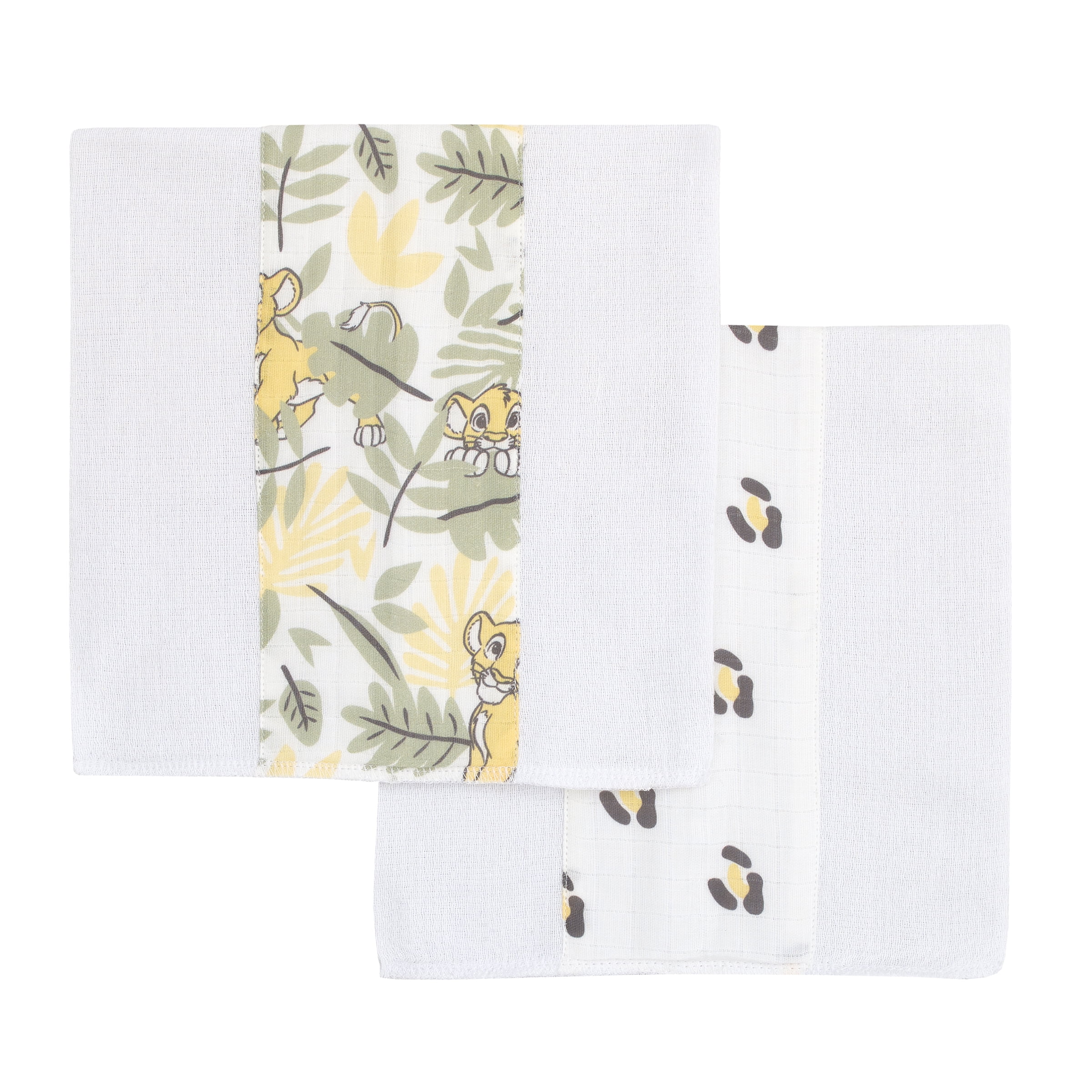 Disney Lion King Simba Yellow and Green 2Pk Muslin Burp Cloths
