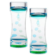 2PCS Two Color Timer Sandglass Creative Waist Shape Oil Hourglass Liquid Motion Bubble Desk Toys Gifts Decoration (Blue, Green)