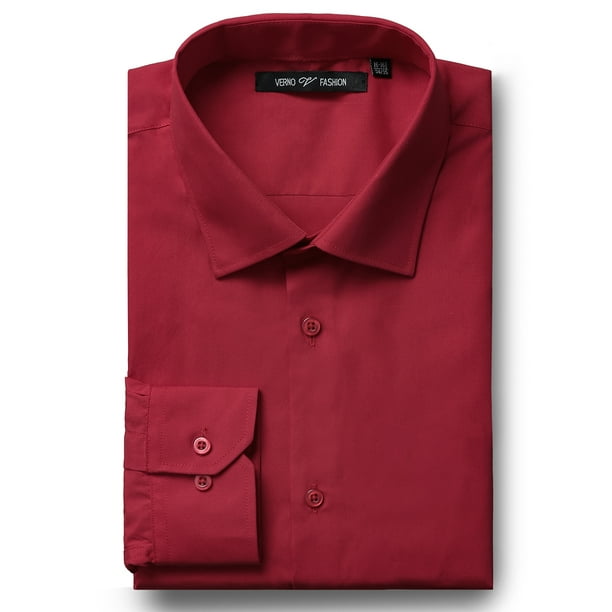 Grace Karin Men's Solid Classic/RegularFit Spread Collar Dress Shirt