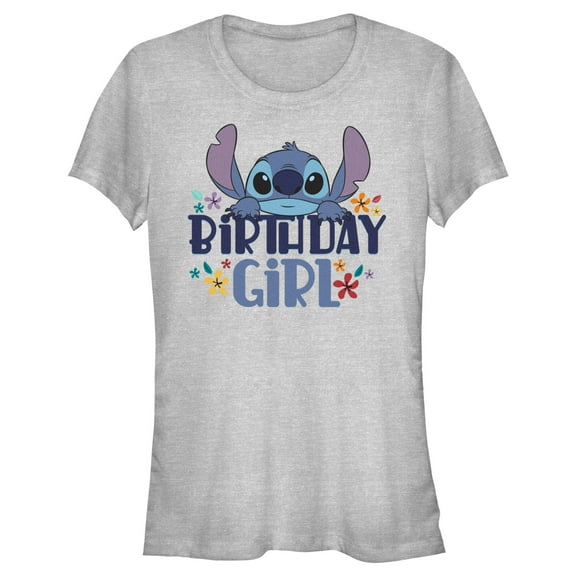 Junior's Lilo & Stitch Birthday Girl Stitch Graphic Tee Athletic Heather 2X Large