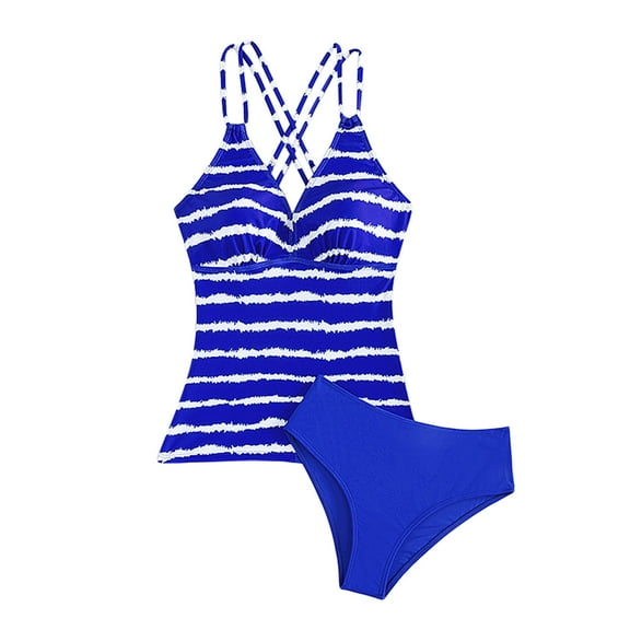 Akafmk Tankini Swimsuits for Women Two Piece Bathing Suits Fashion Printed Swim Tops with Swim Brief Comfortable Athletic Swimwear, Sizes S-2XL