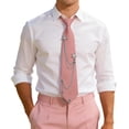 thumbnail image 3 of HOWPAY Ties for Women Men Necktie Pre-Tied with Metal Chain Accessories Solid Color Adjustable Necktie for Uniform School Party Wedding Light Pink, 3 of 6