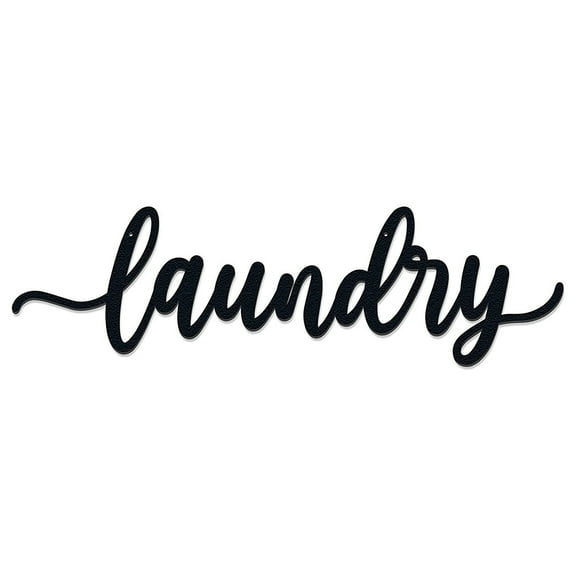 Laundry Room Decor Metal Wall Art Backdrop Decoration Rustic Signs Hanging Black Handwritten Font Gift 5.9 x 16.9 Inches