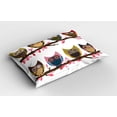 thumbnail image 2 of Ambesonne Owls Pillow Sham 2 Pack, Birds Retro Art Style, 26"x20", Multicolor, 2 of 3