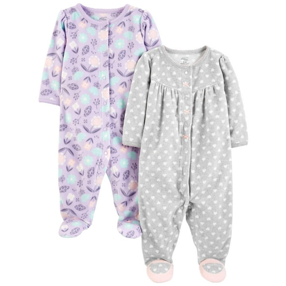 Sleep and Play Simple Joys de Carter's Fleece para bebé niña, paquete de 2