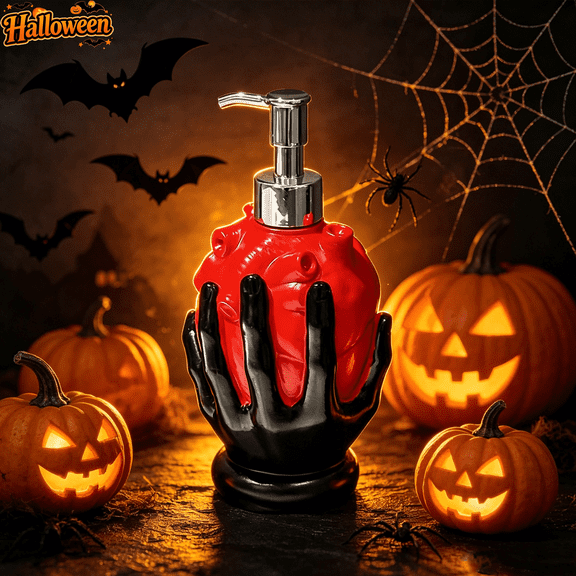 Gothic Black Soap Dispenser, Halloween Themed Refillable Pump Bottle For Hand Soap Lotion Shampoo, Unique Decorative Liquid Dispenser For Bathroom Kitchen Home Halloween Party Decor Gift