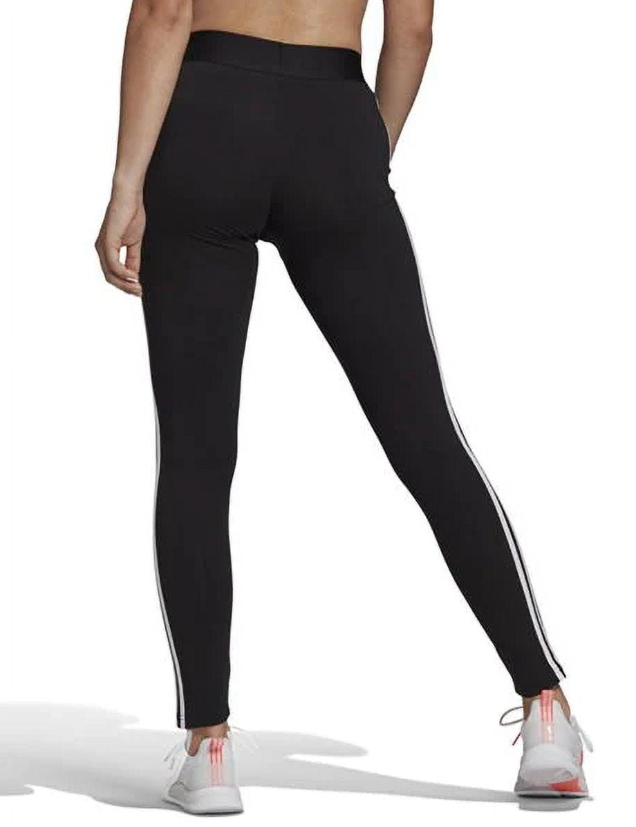 (Medium Tight 3 Elastic Women\'s Legging Stripes XL) Fit Heather/White, Waist Grey Adidas