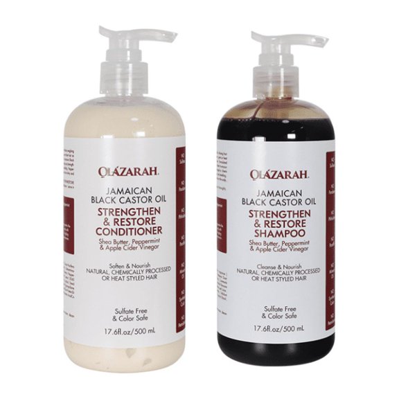 Olazarah Jamaican Black Castor Color Protection Shampoo & Conditioner Set with Peppermint, 2 Piece (2 Pack)