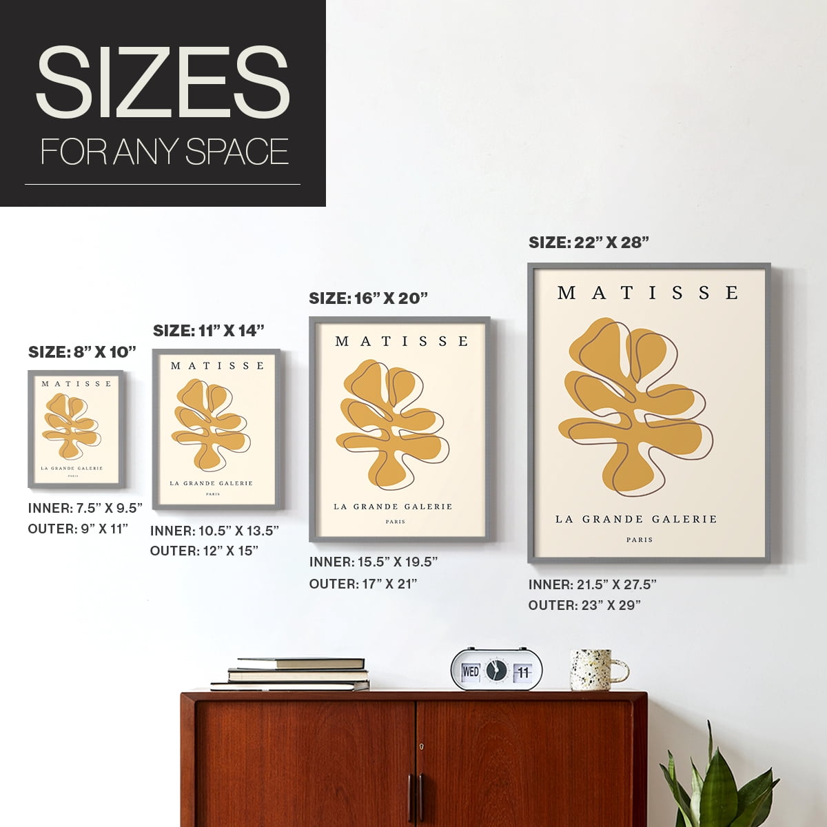 Matisse CCCLXVII in Gray Solid Wood 11 x 14 Framed Print