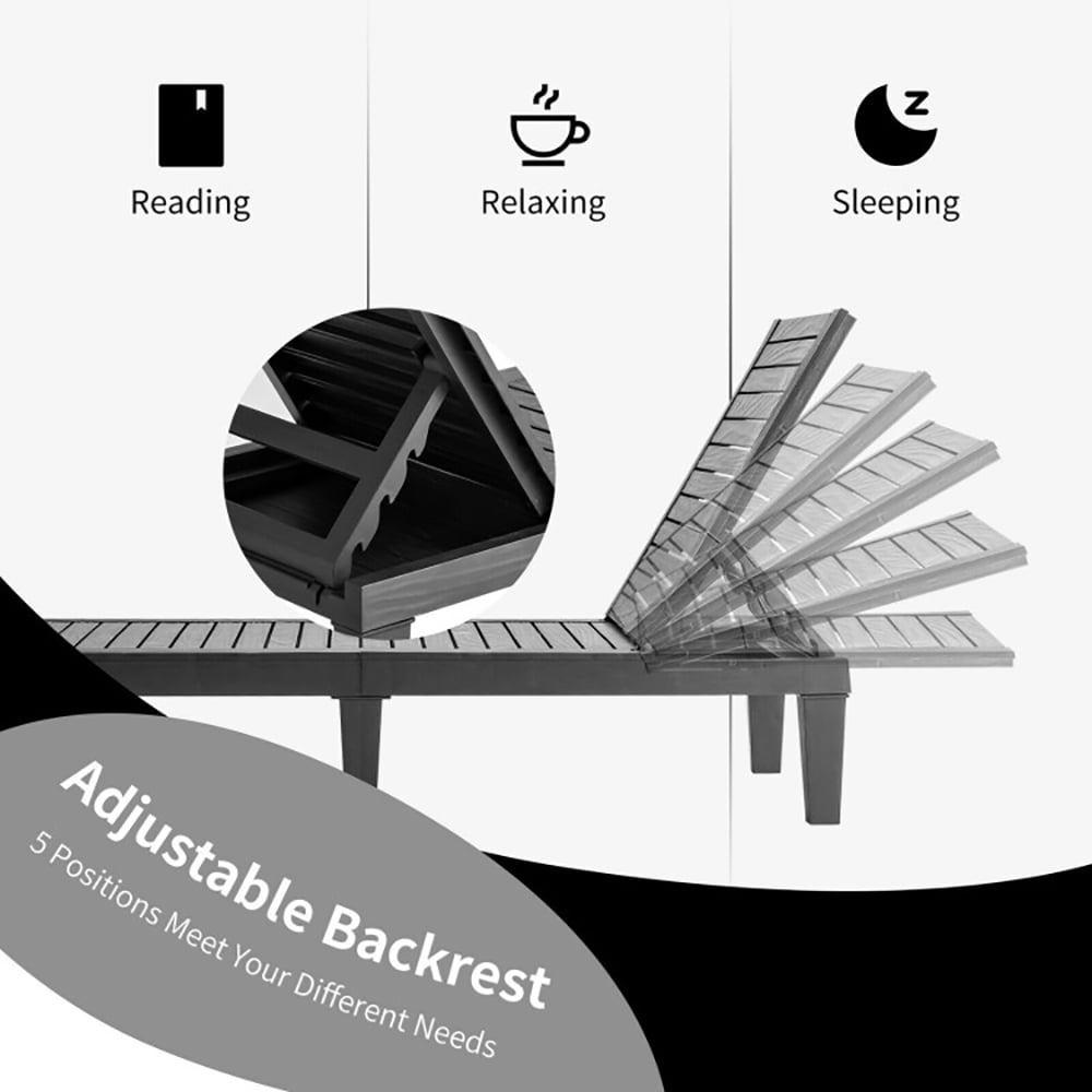 Aimee Lii Outdoor Recliner Chair with 5-Position Adjustable Backrest, Patio Loungers, Black