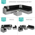 thumbnail image 4 of Best Choice Products 7-Piece Outdoor Modular Patio Conversation Furniture, Wicker Sectional Set - Gray/Black, 4 of 9