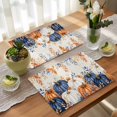 thumbnail image 4 of Orange Blue Pumpkins Fall Placemats Set of 4, Thanksgiving Eucalyptus Maple Washable Wipeable Table Mats for Dining Tables, Indoor Outdoor Kitchen Place Mats for Holiday Party Table Decor, 4 of 9