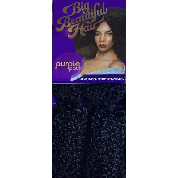 Outre Big Beautiful Hair Human Hair Blend Weave Premium Purple Pack 1 Solution Hair Pack  4A-Kinky (#1 Jet Black)