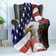 thumbnail image 4 of American Flag Soft Flannel Fleece Throw Blanket, Eagle on Foreground Banner Pride History Solidarity Martial Identity, Cozy Plush for Indoor and Outdoor Use, 50" x 60", Multicolor, by Ambesonne, 4 of 5