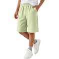 thumbnail image 2 of Tdoqot Boys Athletic Shorts Knee Length- Quick Dry Baggy Casual Elastic Waist Kids Cotton Sweat Shorts Green Size 4 T, 2 of 7