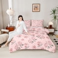 thumbnail image 4 of Manfei Pink Floral Rose Girl Bedding Comforter Set 2pcs,Dreamy Princess Twin Comforter Sets Microfiber,Spring Garden Breathable Bedding Set,Microfiber Bedroom Decor,Reversible, 4 of 8