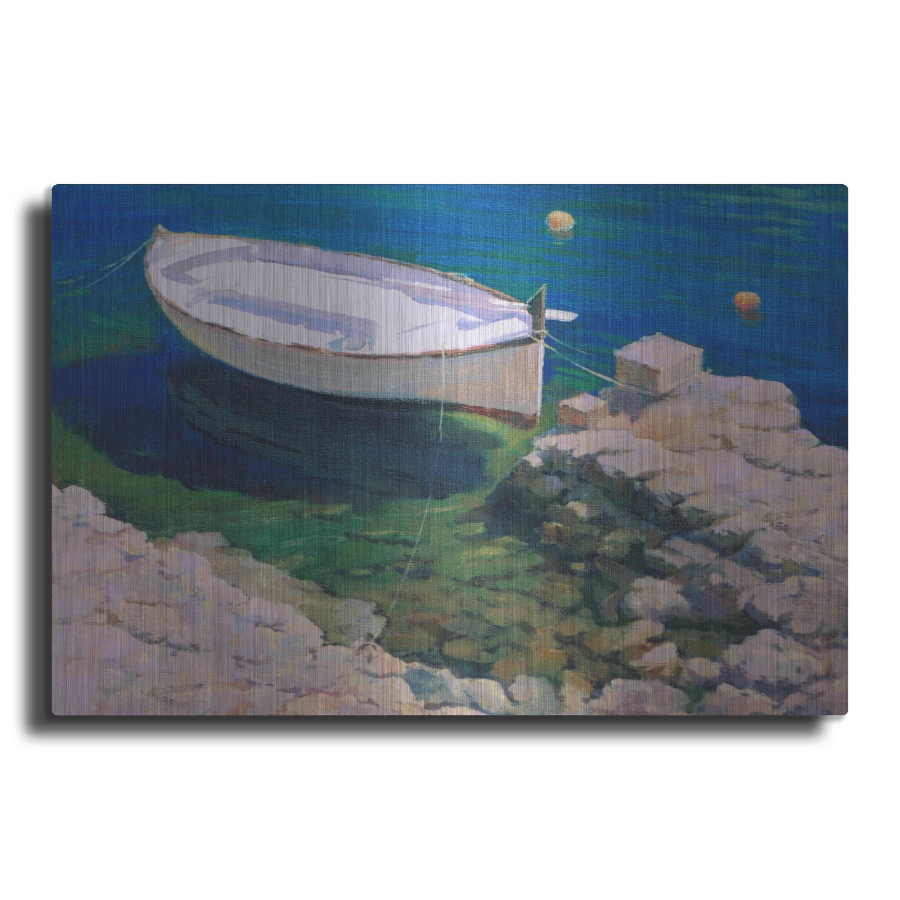 Luxe Metal Art 'Boat' by Alex Hook Krioutchkov, Metal Wall Art, 24"x16"