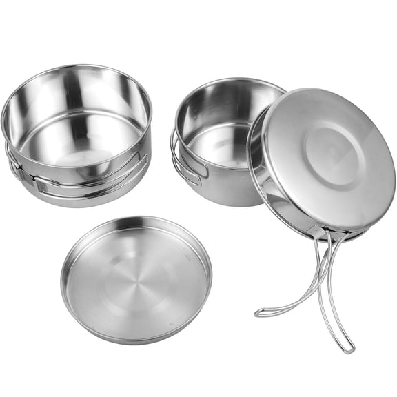 NIAIZEK 1 Set of Stainless Steel Camping Cookware Set Round Utensils for Group Cooking